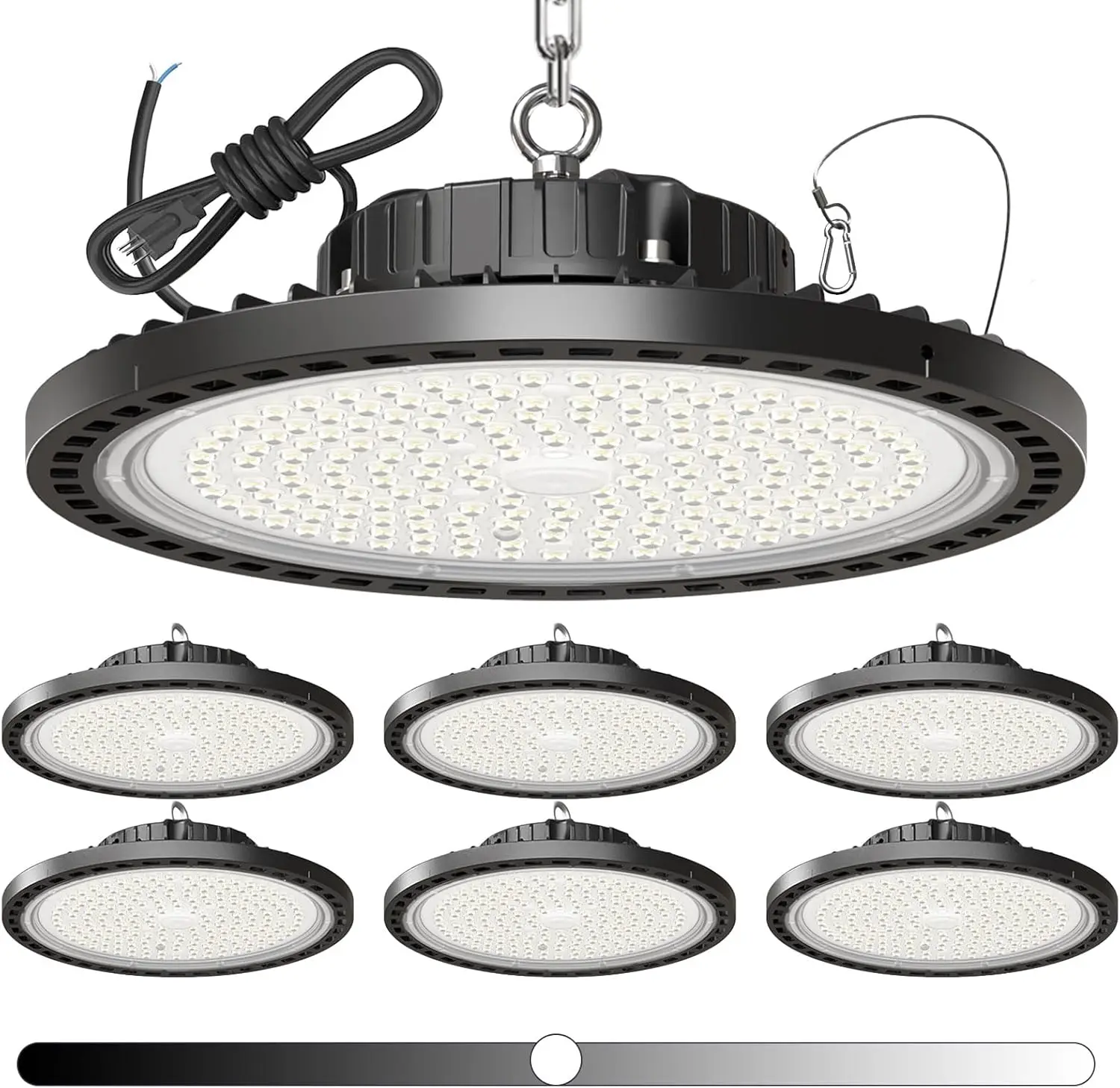 

Комплект из 6 светодиодных светильников UFO High Bay 250W 45000LM, диммируемые, IP65, водонепроницаемые, с сертификатом ETL, для мастерских и заводов
