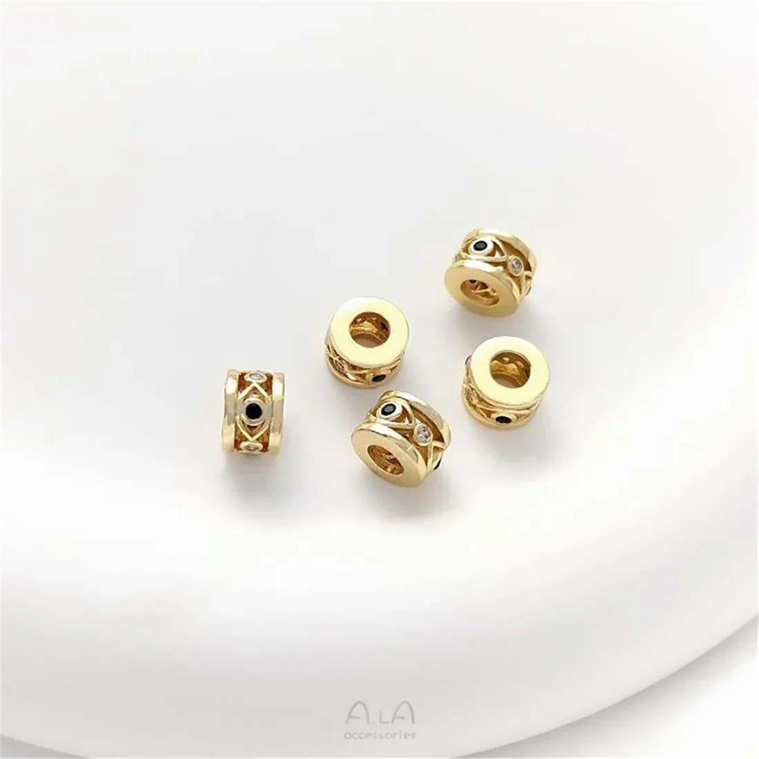

14K Gold Package with Micro Inlaid Zircon Beads, Wheel Beads, Partition Pieces, Road Links, DIY Pearl Necklace Accessories, C327