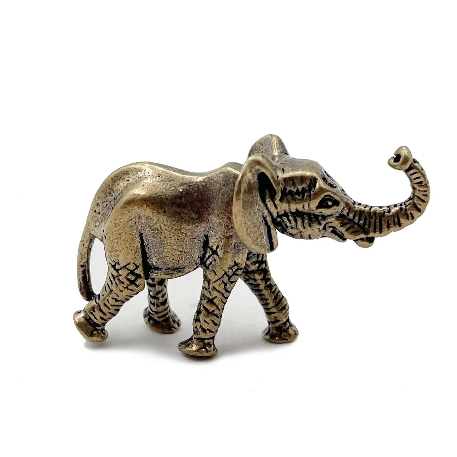 Antique Bronze Minature Elephant Figurines Tea Pet Table Ornament Decorations Solid Copper Animal Crafts Home Decor Living Room