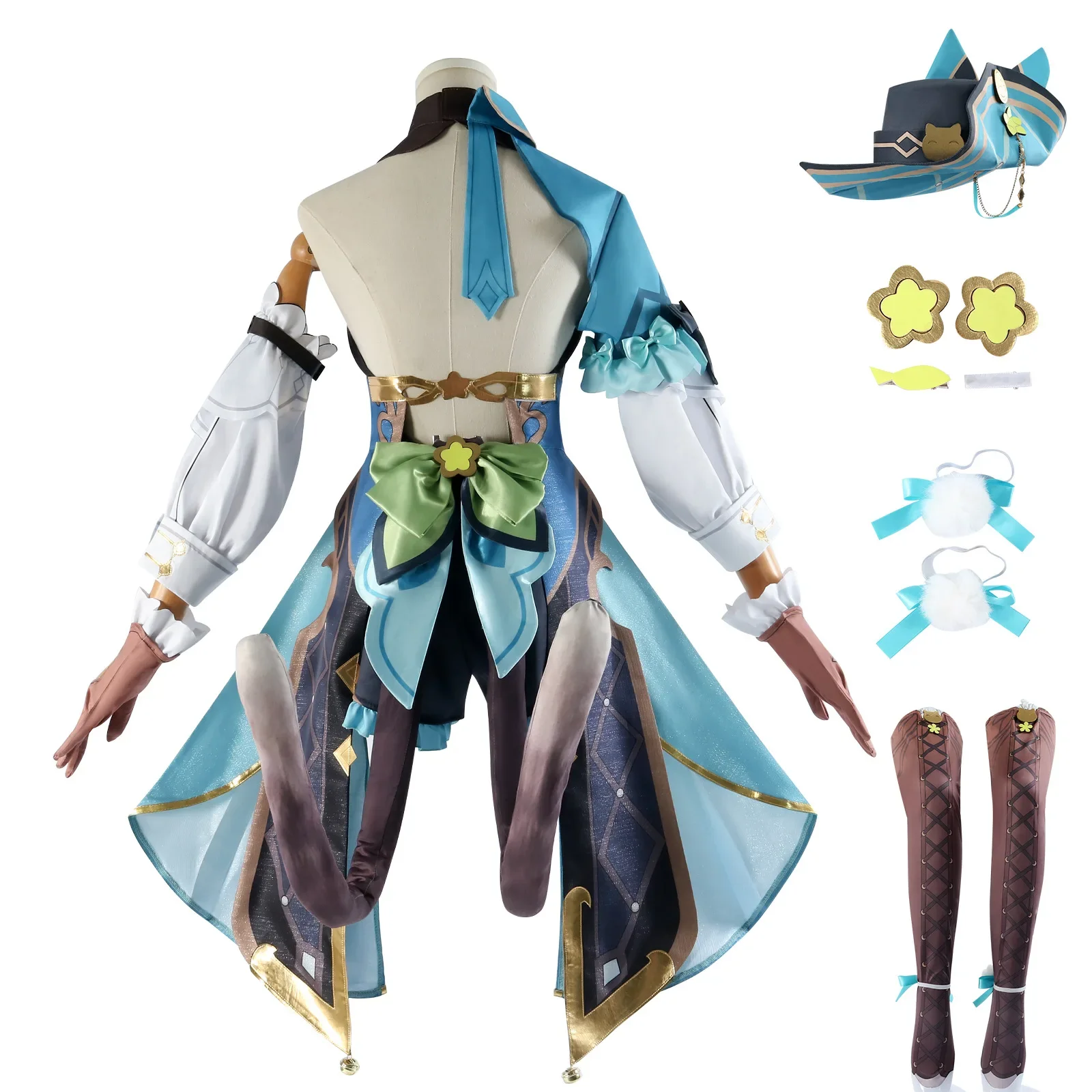 Kirara Cosplay Game Genshin Impact Phantom in Boots Kirara Cosplay Dress Wig Headwear Hat Anime Role Play Halloween Party Suits