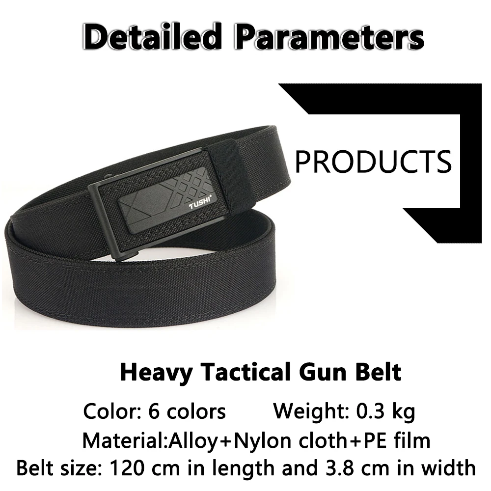 TUSHI Neue Harte Taktische EDC Gürtel für Männer Verdeckte Tragen Militär Gürtel Männer Taille Gürtel Dicken Nylon Jagd IPSC Zubehör Männlich – Detail 12