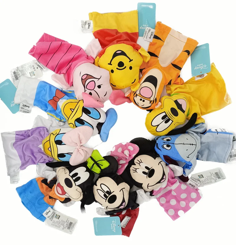 Disney Handpuppe Mickey Minnie Donald Gänseblümchen Ente Plüsch niedlichen Anime Pluto Puppen Geschichte pädagogische Babys pielzeug Kinder Geschenke