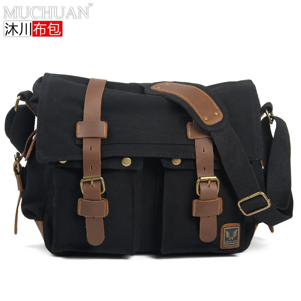 Imagem -05 - Muchuan Canvas Messenger Bolsa para Homens Uma Bolsa de Ombro Europa e Estados Unidos para Restaurar Formas Antigas