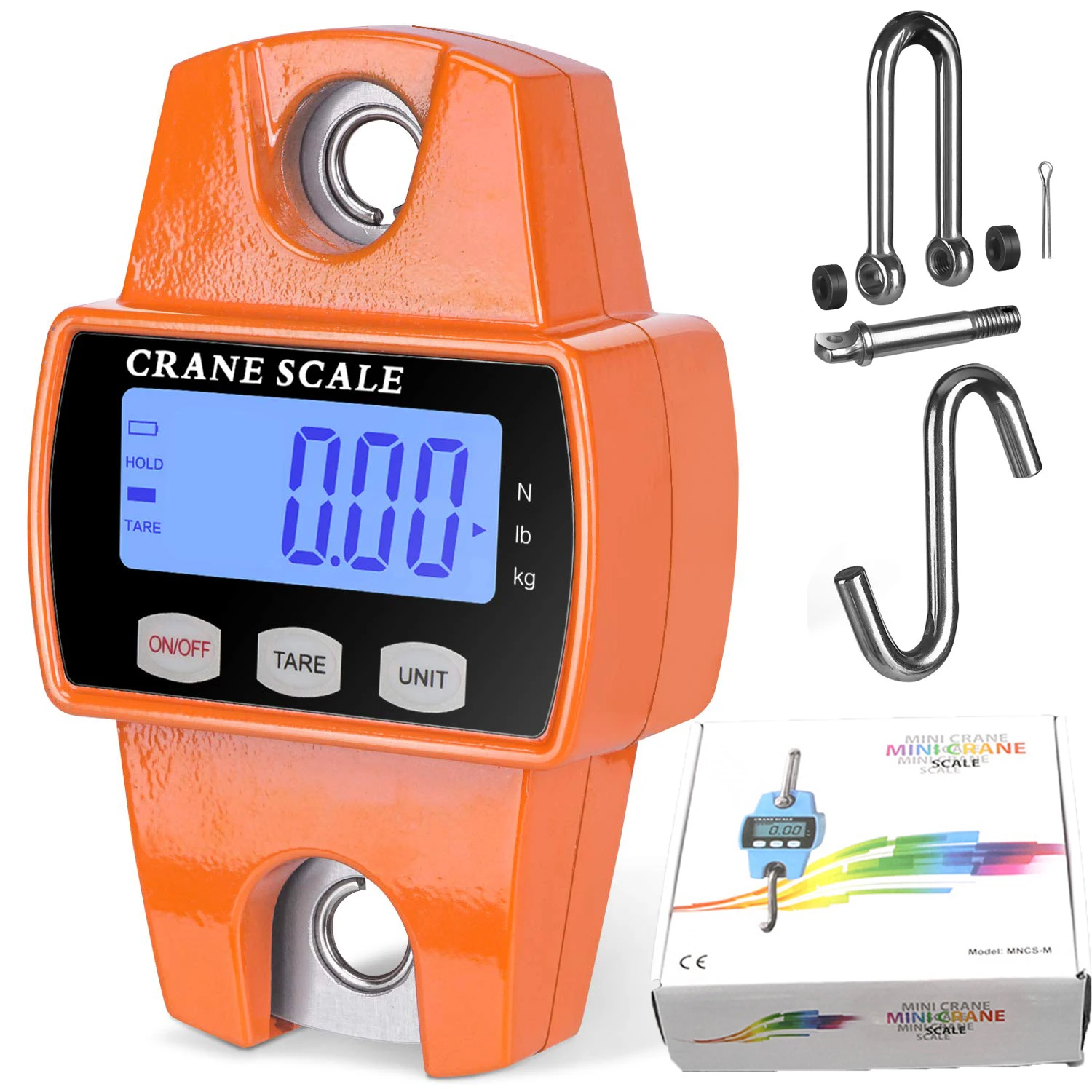 For Farm Hunting Fishing Outdoor Digital Hanging Scale with Cast Aluminum Case Handheld 300Kg Mini Crane Weight with Hook