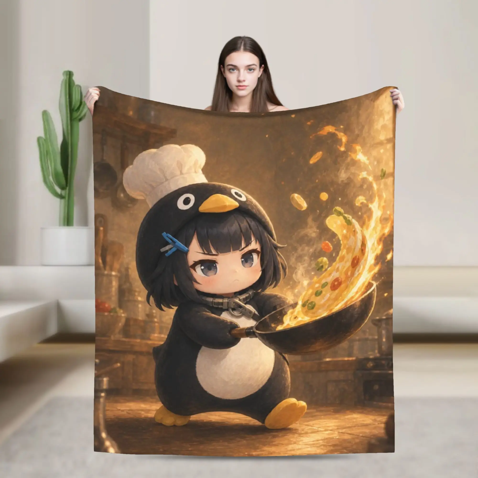 Gugu Gaga Penguin Blanket Flannel Summer Air Conditioning Cooking  Multifunction Throw Blanket for Bedding Bedroom Bedspread