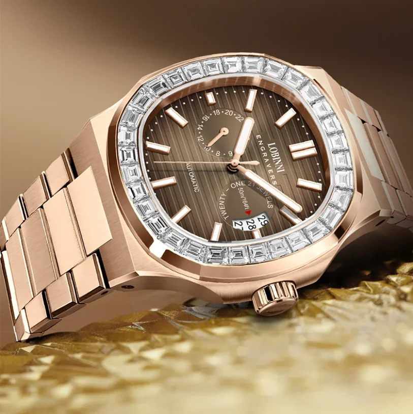 

Мужские автоматические часы LOBINNI, 43 мм, квадратные механические наручные часы, водонепроницаемые, с сапфировым стеклом, светящимся безелем, многофункциональным циферблатом, датой и 24-часовым отображением времени