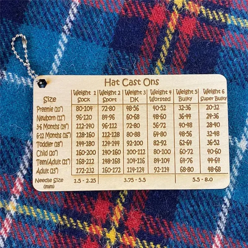 IALJ-3.5 X 5 Inch Easy-Stitch Calculator Untuk Merajut - Alat Pengukur Kayu Buatan Tangan, Ideal Untuk Proyek Topi