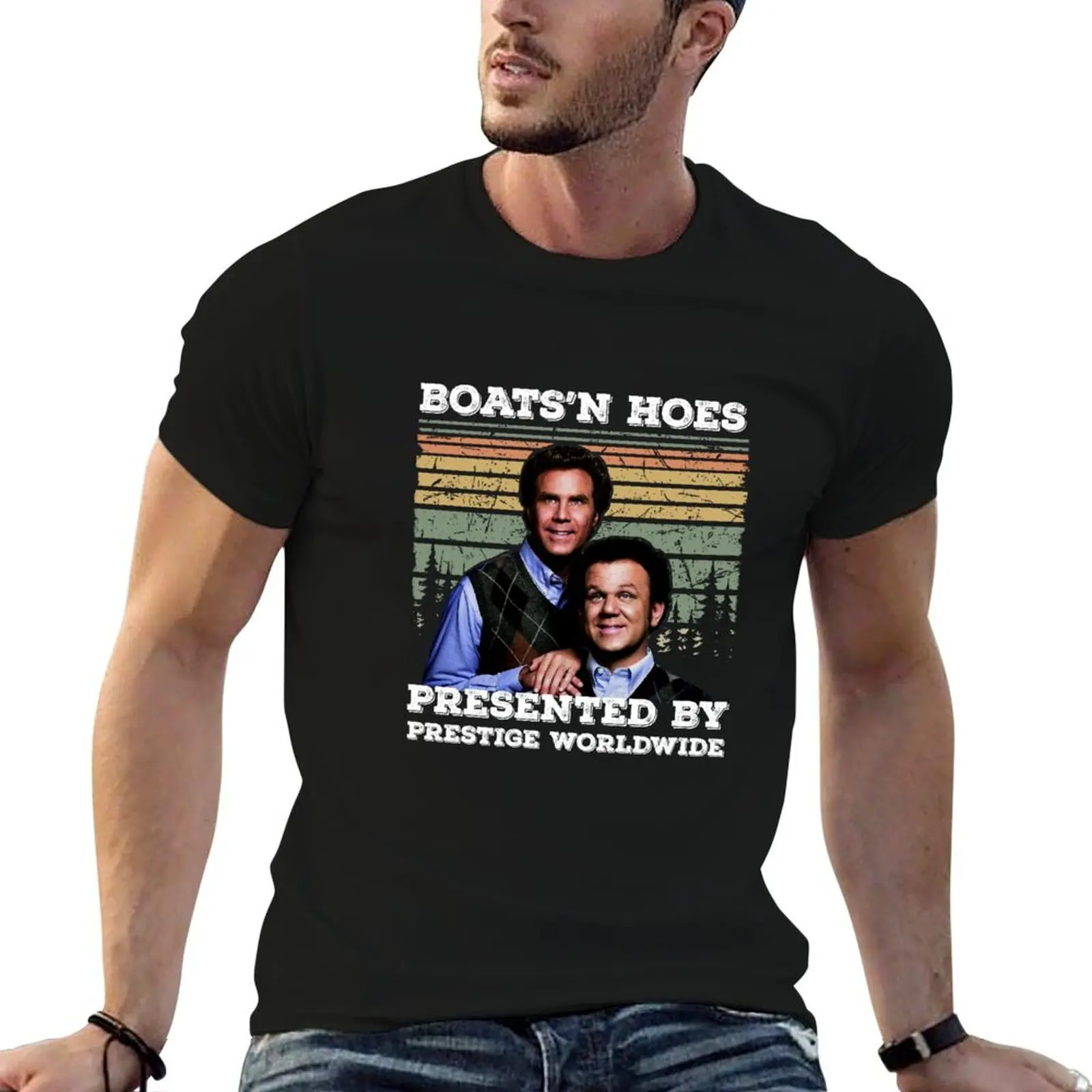 Boats N Hoes Presented by Prestige Worldwide T-Shirt funny shirt cotton vintage graphic tee mens shirts graphic tee