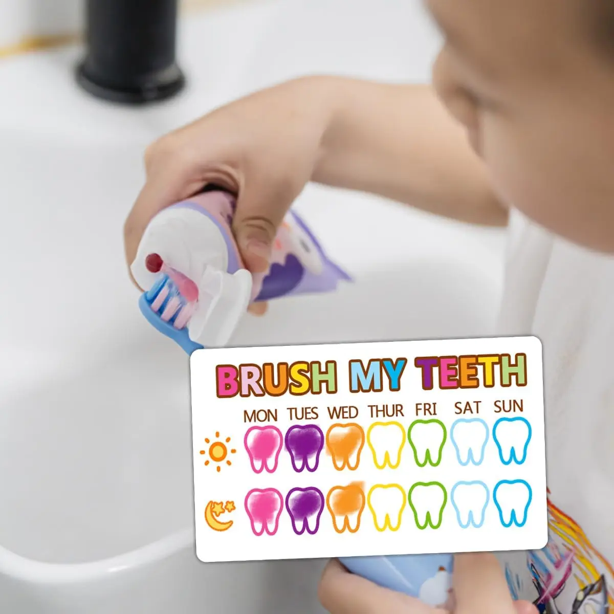 Brush My Teeth Reward Cards,Tooth Brush Cards for Kids,Behavior Finish Cards 2x3.5 Inch 50 Pcs Per Pack