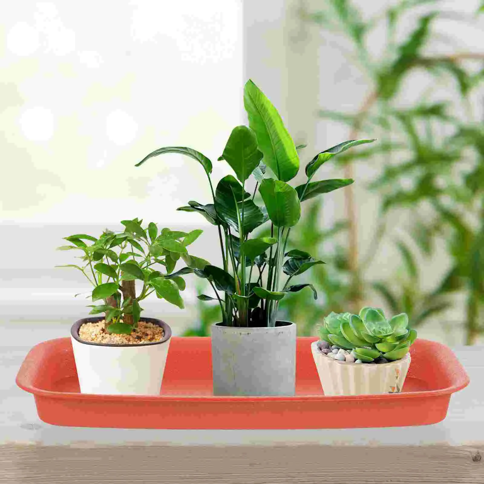 Flower Pot Tray Planter Potting Table Top Plastic Trays for Plants Saucer Water Catcher Plates Indoor Dish Square Pots