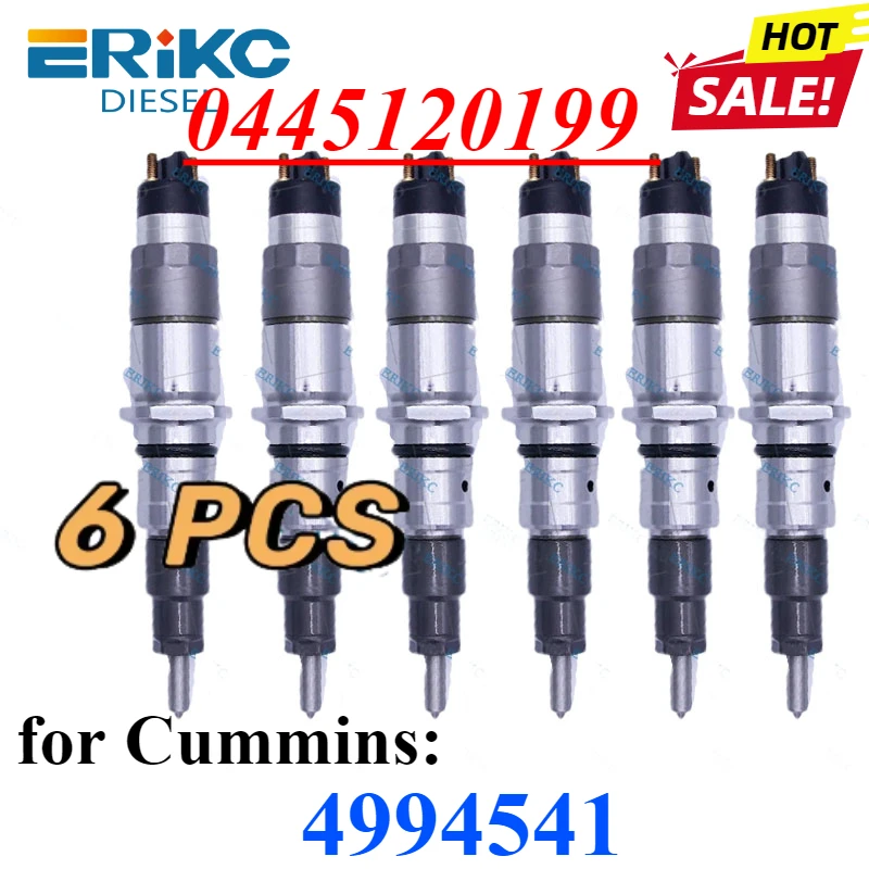 6PCS 0445120199 Common Rail Fuel Injector 0 445 120 199 Auto Pump Nozzle For Cummins ISL8.9 ISC8.3 4994541