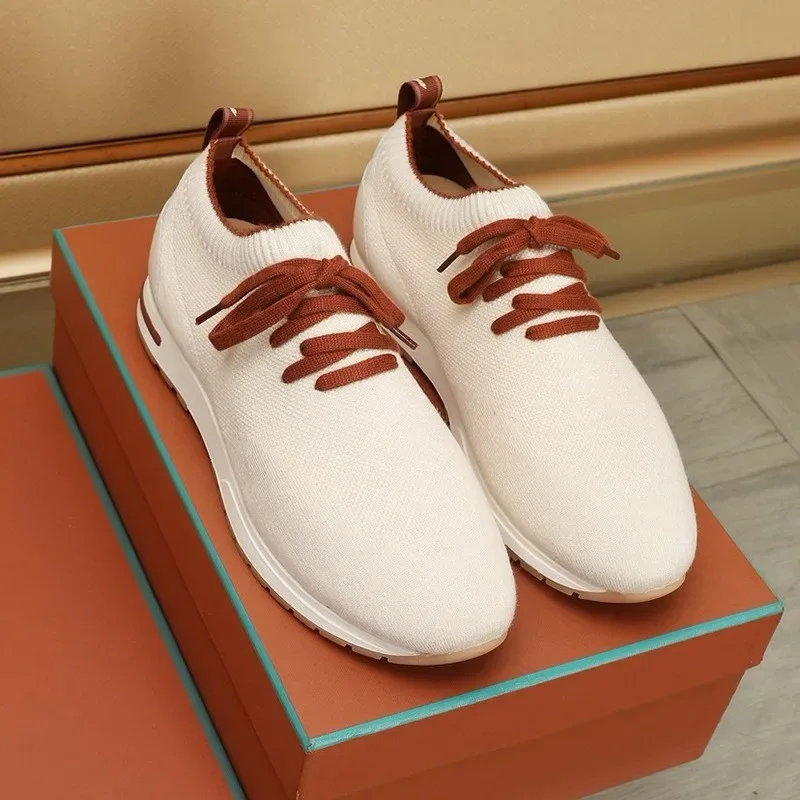 

2025 Autumn New European Style - Knit Breathable Men's Shoes, Flat Slip-On Lazy Shoes, No-Lace Casual Sports
