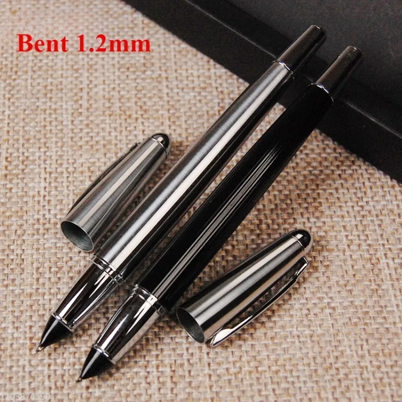 

New Art Pen Metal Fountain Pen Bent Curved 1.2mm Tip Ink Pen Office School Supplies Smooth Student Stationery Writing Gift