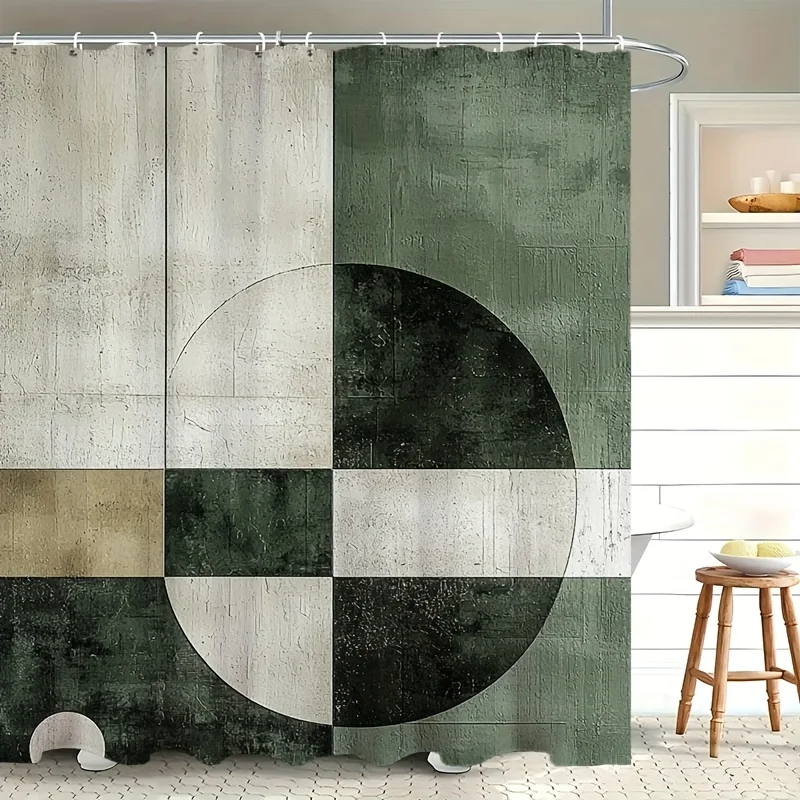 

Abstract Circle Geometric Shower Curtain Bathroom Liner Industrial Modern Concrete Design 180x180cm Waterproof