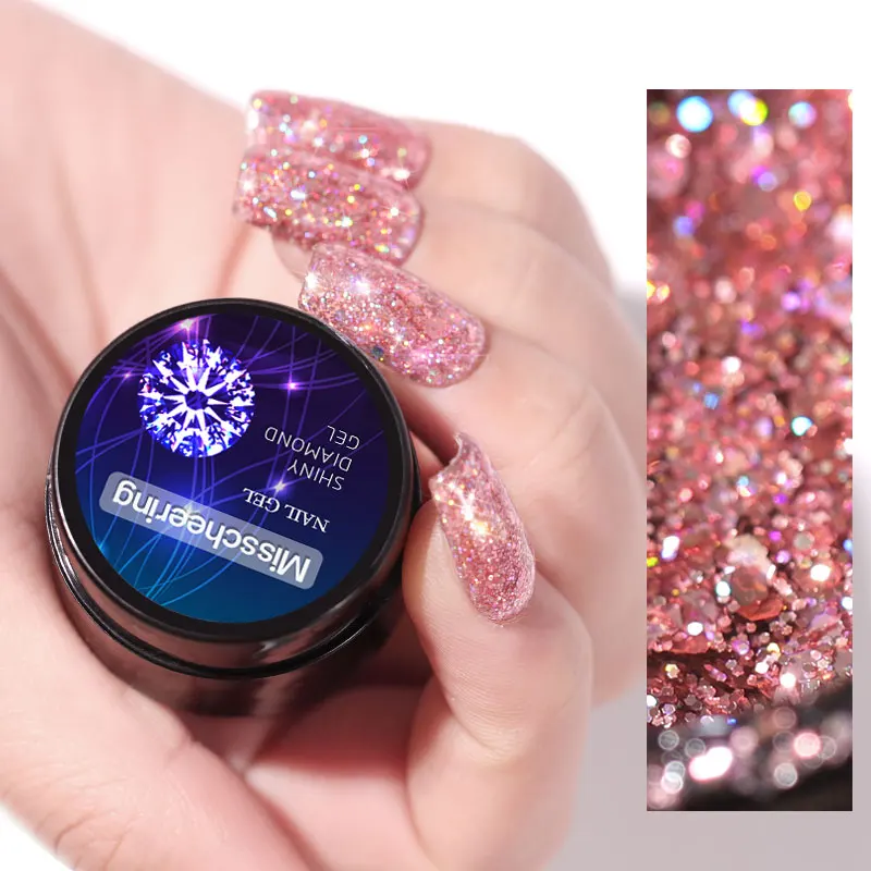 5ML Glänzende Gel Nagellack Farbe Nagel Kunst Lacke Semi Permanent Diamant Glitter Polnischen UV Nagel Gel Top Mantel maniküre TSLM1