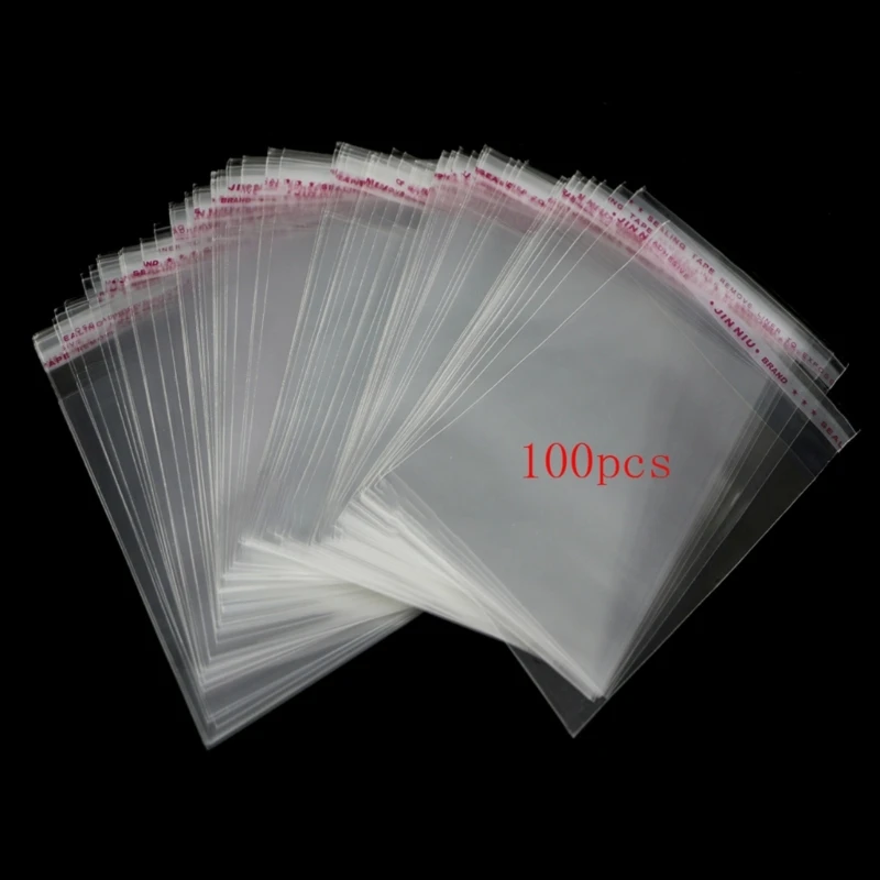 F42F 100ps Clear Self Adhesive Lots DIY Jewelry Seal Plastic Bags 8x12cm 3.1"x4.7"