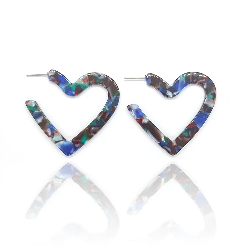 New 44mm 1 Pair High Quality Acetic Acid Resin Acrylic Heart Smooth Earring Base Connectors for DIY Earring Accessories