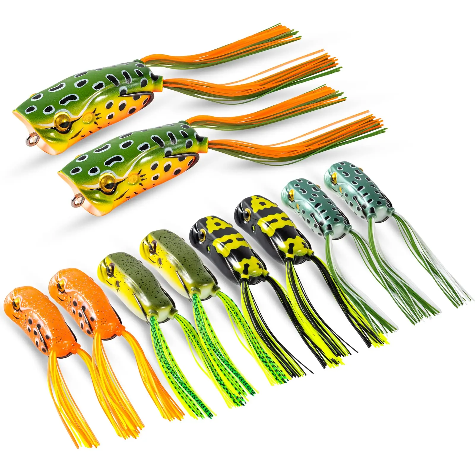 10/15Pcs 6cm 16g Weedless Popper Thunder Frog Lure Soft PVC Body 45° Natural Swimming Posture for Freshwater Fishing Accessories