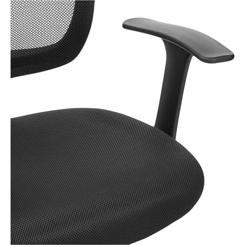 Basics Mesh Mid-Back Adjustable-Height 360-Degree Swivel Office Desk Chair with Armrests and Lumbar Support, Black