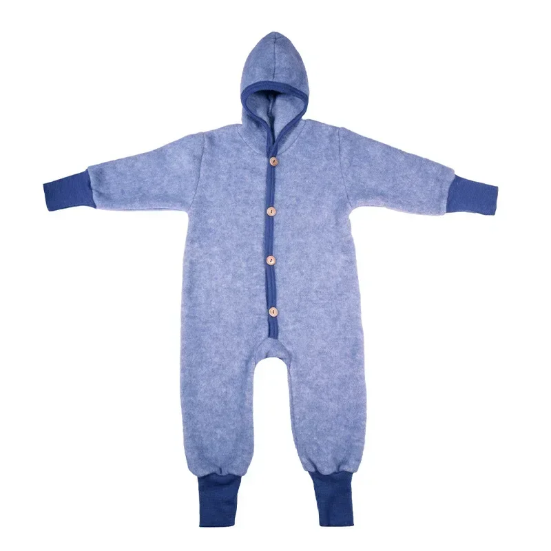 

Long Sleeves Single Breasted Outerwear Hooded Jumpsuit E3413 Baby Boy Girl Autumn Winter Jumpsuit Soft and Comfortable Fleece