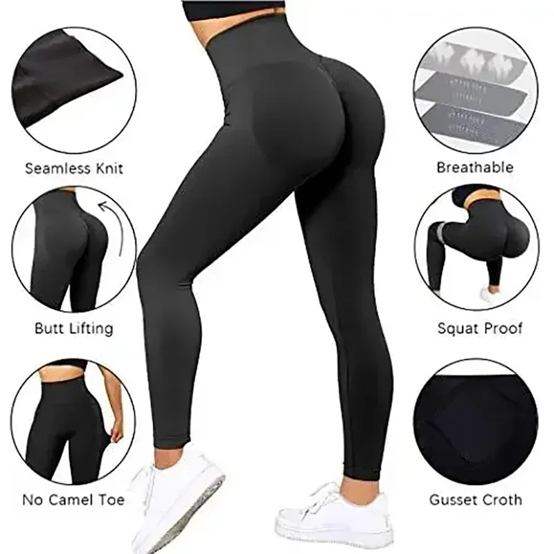 Seamless Knitted Fitness GYM Pants Women\'s High Waist and Hips Tight Peach Buttocks High Waist Nude Yoga Pants YP038