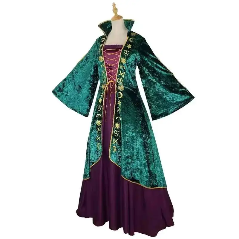 

Movie Hocus Pocus Costume Witch Winifred Sanderson Cosplay Long Dress Adult Women Girls Halloween Carnival Costumes