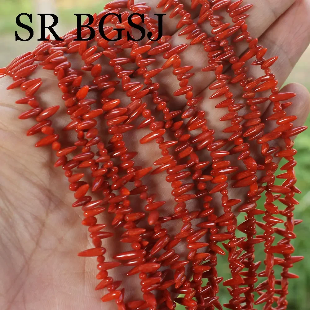 6x2mm 15inch Sardi Red Pepper Shape Natural Sea Bamboo Natural Coral Charm Jewelry Spacer Beads For DIY  Bracelet Necklace