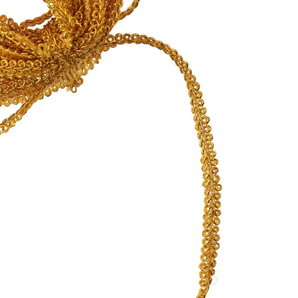 0.3 بوصة 27 ياردة الذهب الدانتيل تقليم الذهب 8 مللي متر الأعرجاب جديلة تقليم جديلة النسيج الزخارف وحقيبة الزينة