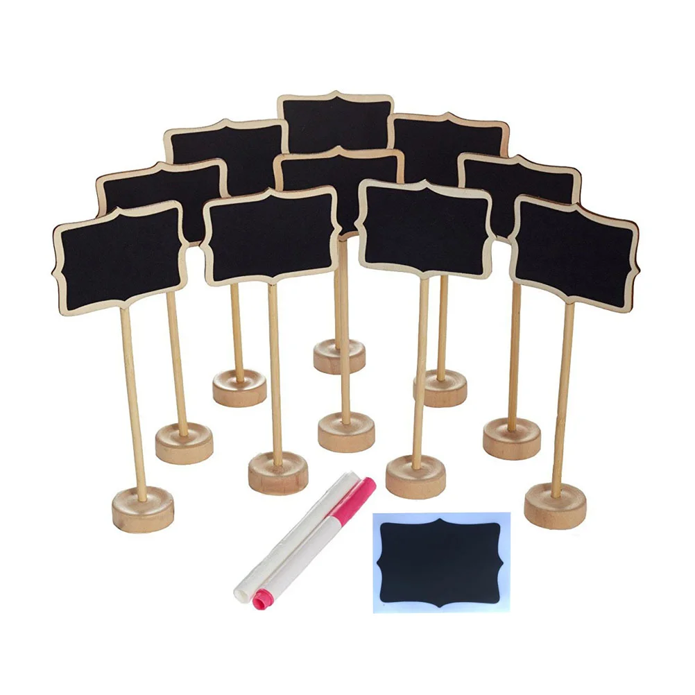 10 Pack of Mini Chalkboard with Stand and 2 Liquid Chalks 10 Pieces Replace Film for Message Board Signs