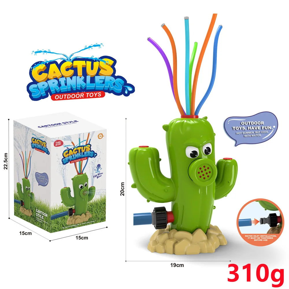 Cactus Sprinkler Outdoor Water Spray Toy Backyard Garden Water Toys Summer Yard Cartoon Splash Sprinkler Baby Bath Toy for Kids