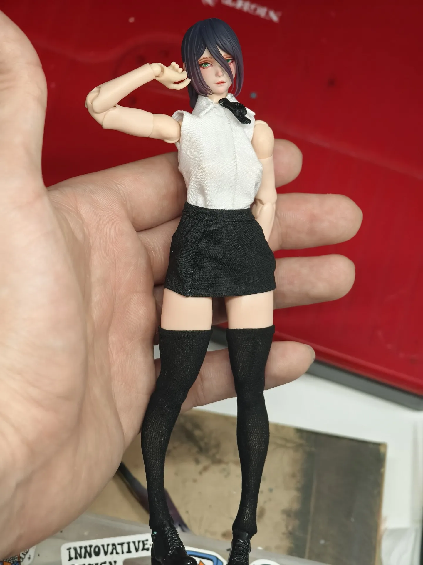 اليدوية 1/12 مقياس أنثى رينيه الشيطان رأى رجل رئيس نحت قميص بدون أكمام الملابس المهنية ل 6in عمل نموذج لجسم #6