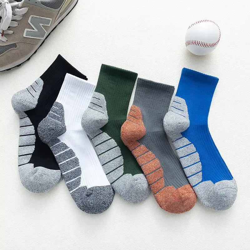 Foot terry thickened upper tube elastic reinforcement men's sports socks