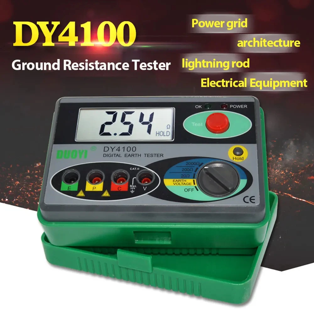 

Digital Earth Ground Resistance Meg-ohmmeter 0-2000 Ohm Instruments Inspection Electrician Resistance Tester DUOYI DY4100