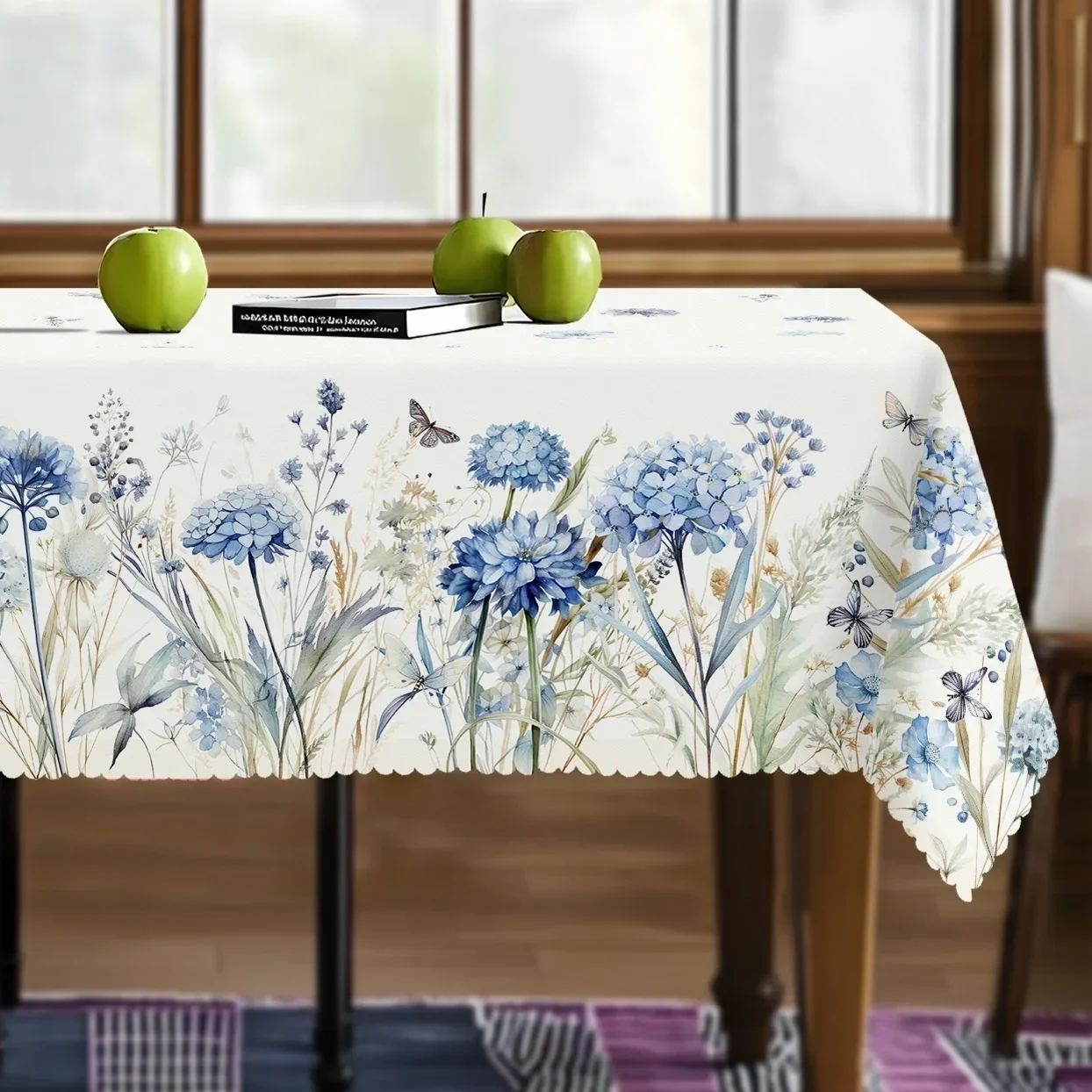 Floral tablecloth, with a retro hydrangea butterfly leaf floral design, an ideal decoration yzb