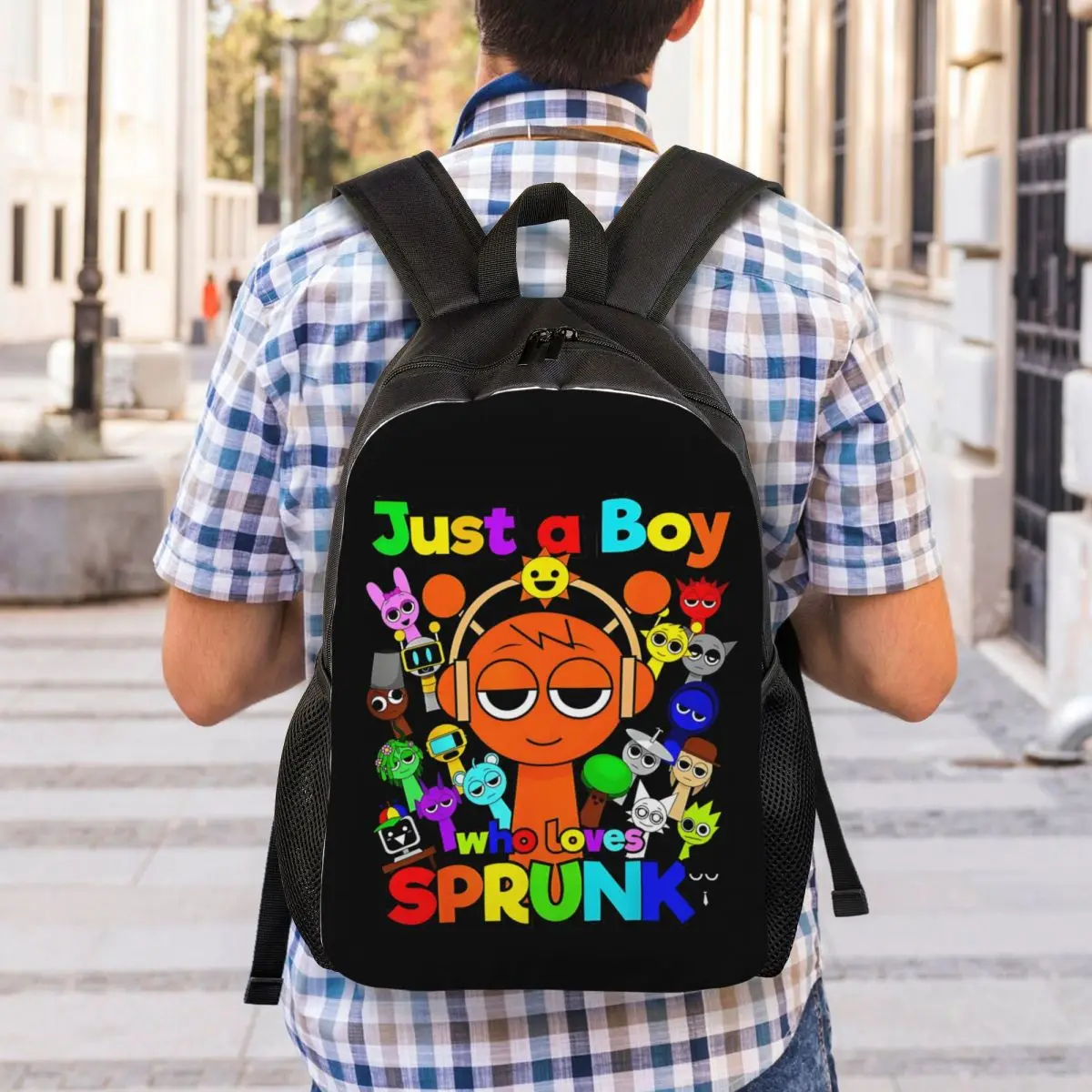 Sac à dos personnalisé pour ordinateur portable Sprunki, pour femmes et hommes, sac à livres à la mode pour étudiants, sac de jeu de musique