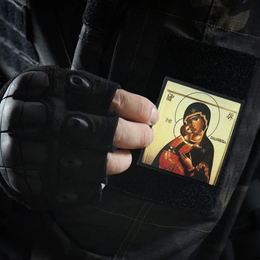 Parche táctico militar Virgen María ortodoxa con velcro para mochila - imagen 2