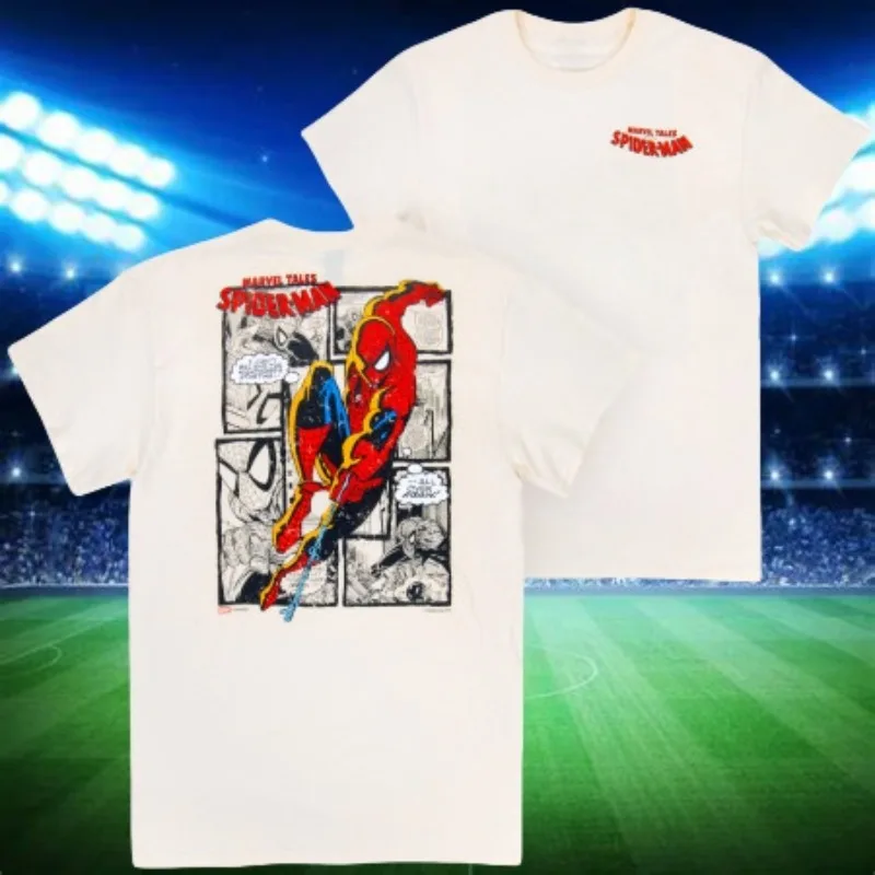 

2025 футболка с короткими рукавами и принтом «Человек-паук Диснея», мужская и женская летняя новая модная тенденция, уличная повседневная свободная футболка с круглым вырезом Y2K