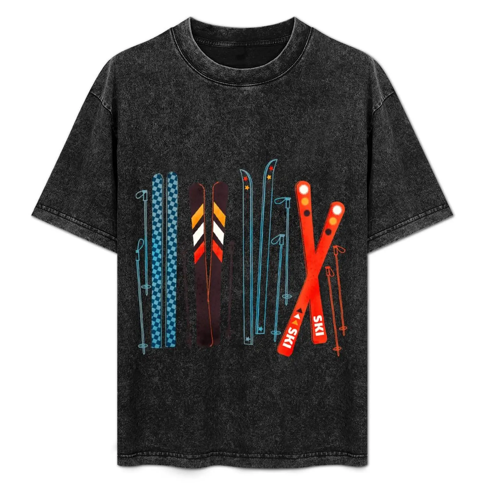 

Colorful Retro Ski Illustration Classic T-Shirt Basic Tee Shirt for Everyday Outfit