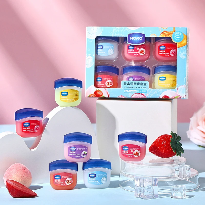 6-Pack Non-Alcoholic Moisturizing Lip Mask, Suitable for All Skin Types, Containing Nourishing Ingredients - Fruity Lip Care