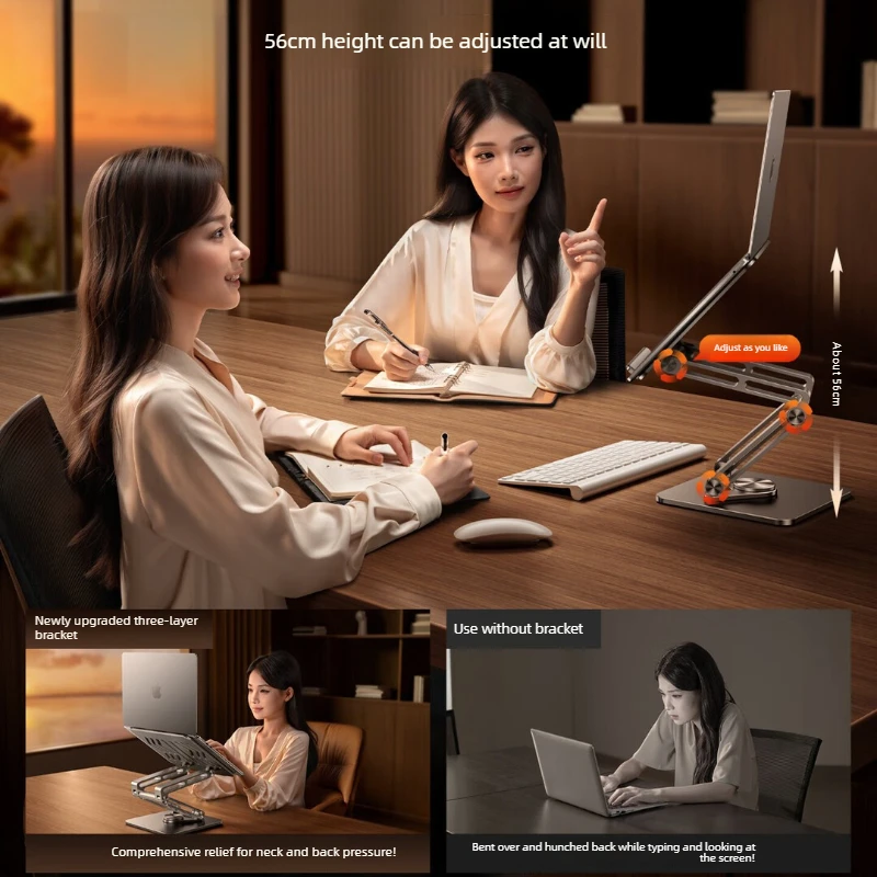 Laptop Stand with 720 Degree Rotation 32cm Elevation and Anti Shake Support Notebook Riser for Comfortable Home Office Typing
