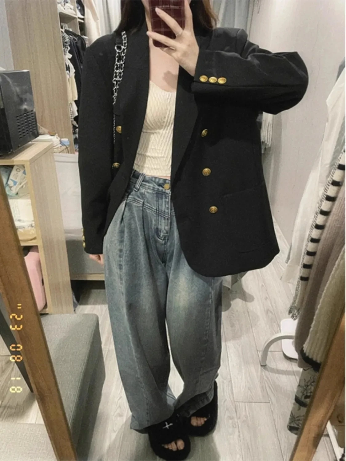 Stylish Black Blazer Suit Jackets, for Women Clothing, Spring Autumn Blazers, 2024 New Suit Tops,Street Blazer Coats,