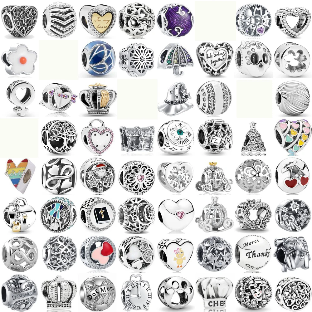 

New Fashion 925 Sterling Love Dog Angel Crucifix Stars And Moon Charm Beads Fit Original Bracelet DIY Woman Jewelry Accessories