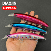 110mm Floating Minnow 20g Fishing Lure Seabass Hard Plastic Bait Fishing Lures Saltwater Freshwater Bass Trout Fishing Baits