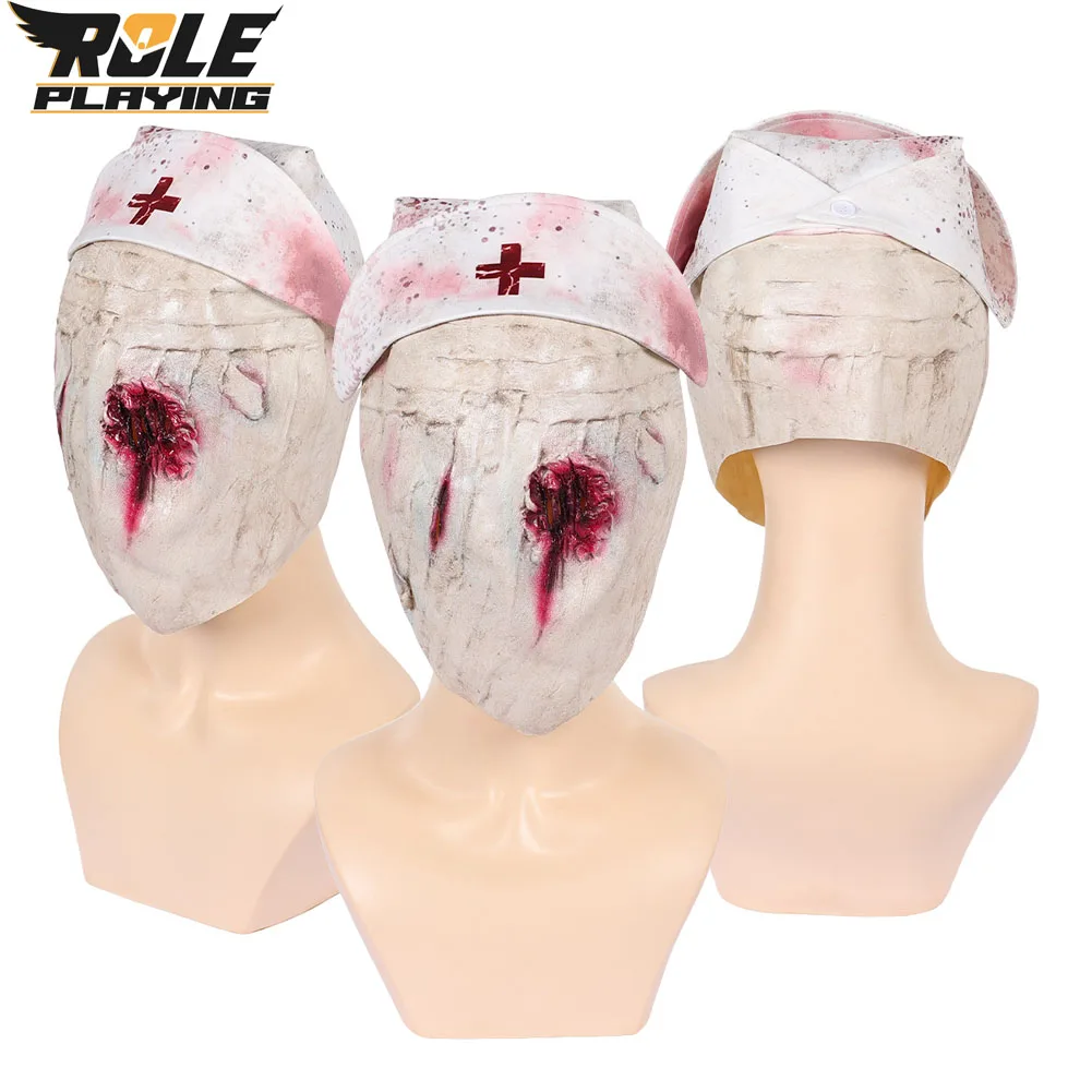 

Game Silent Cosplay Hill Nurse Fantasy Damaged Hat Mask Cosplay Costume Accessories for Female Props Halloween Carnival Party
