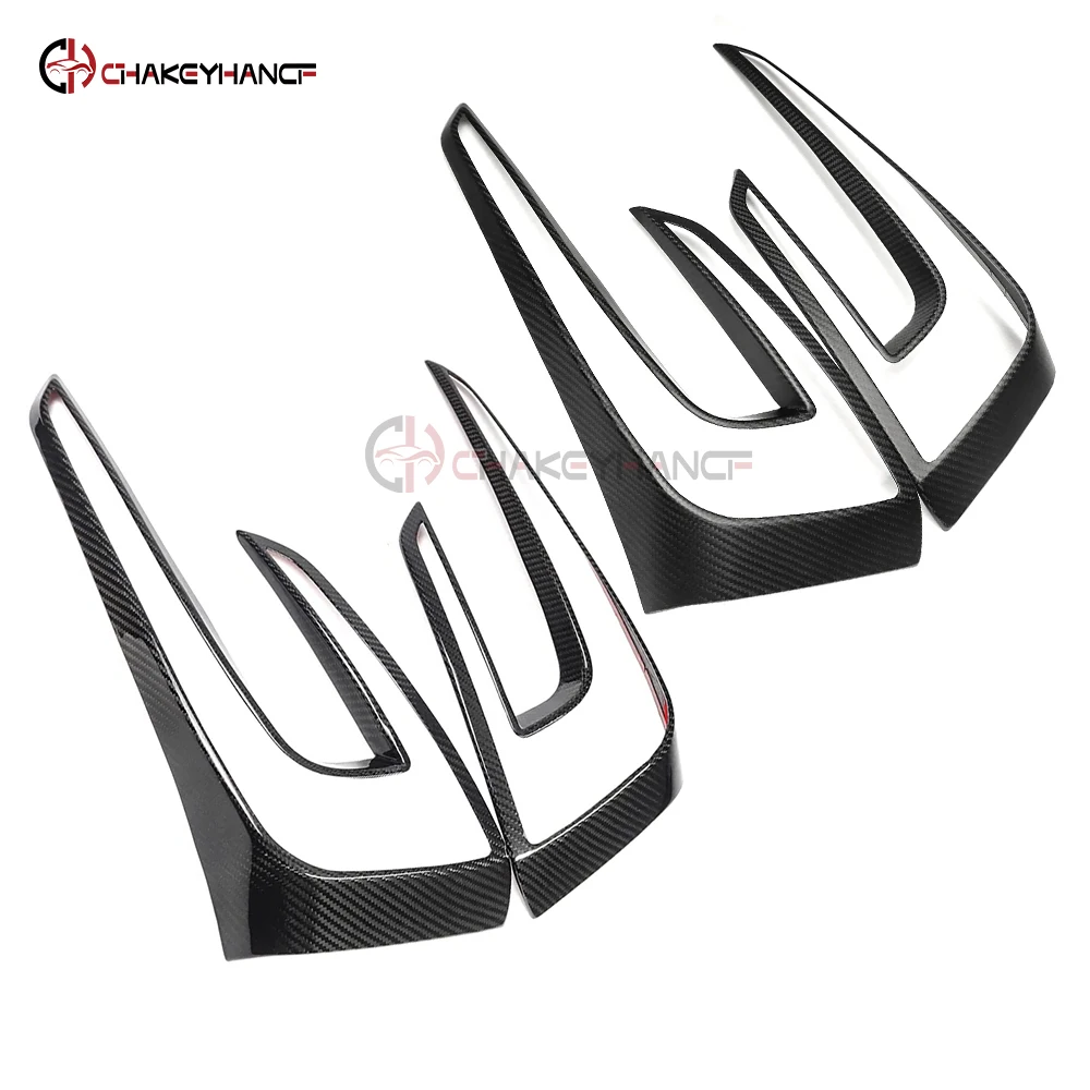 ألياف الكربون الحقيقية الخلفية سيارة الضوء الخلفي غطاء إطاري ملصقات الكسوة اكسسوارات السيارات الخارجية ل 2024 تسلا نموذج جديد 3 هايلاند #5