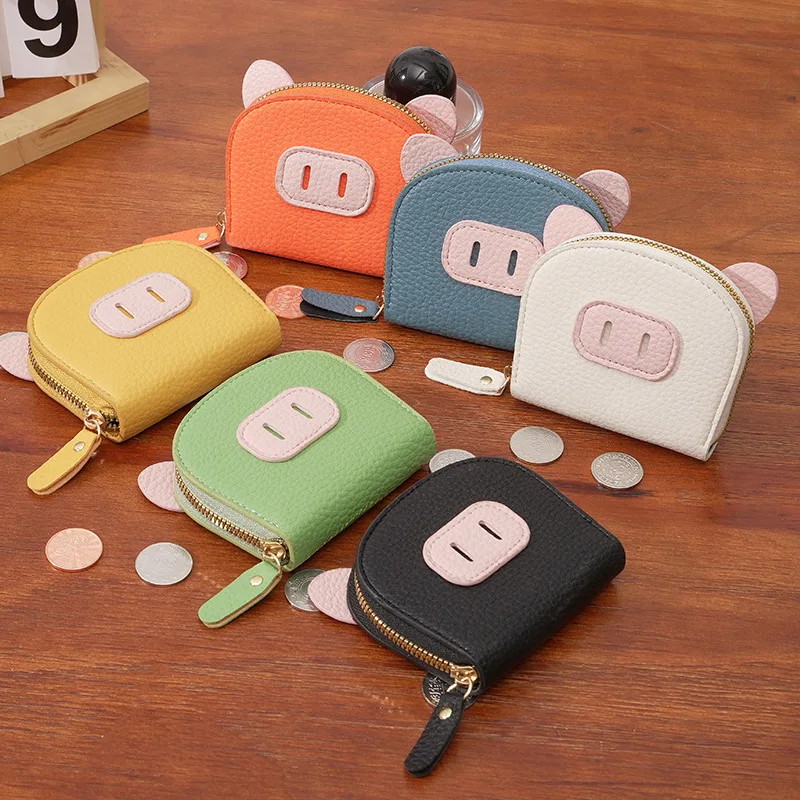 Organ card bag ladies cartoon cute piglet card holder multi-slot large capacity certificate zipper coin purse