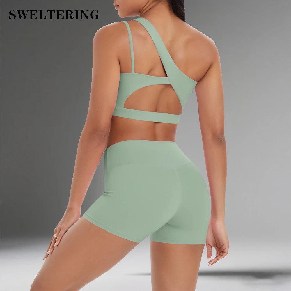 

SWELTERING женский спортивный костюм из 2 предметов, комплект одежды для йоги, спортивные шорты для спортзала, шорты с высокой талией, костюм для фитнеса, бюстгальтер для бега, тренировочная одежда