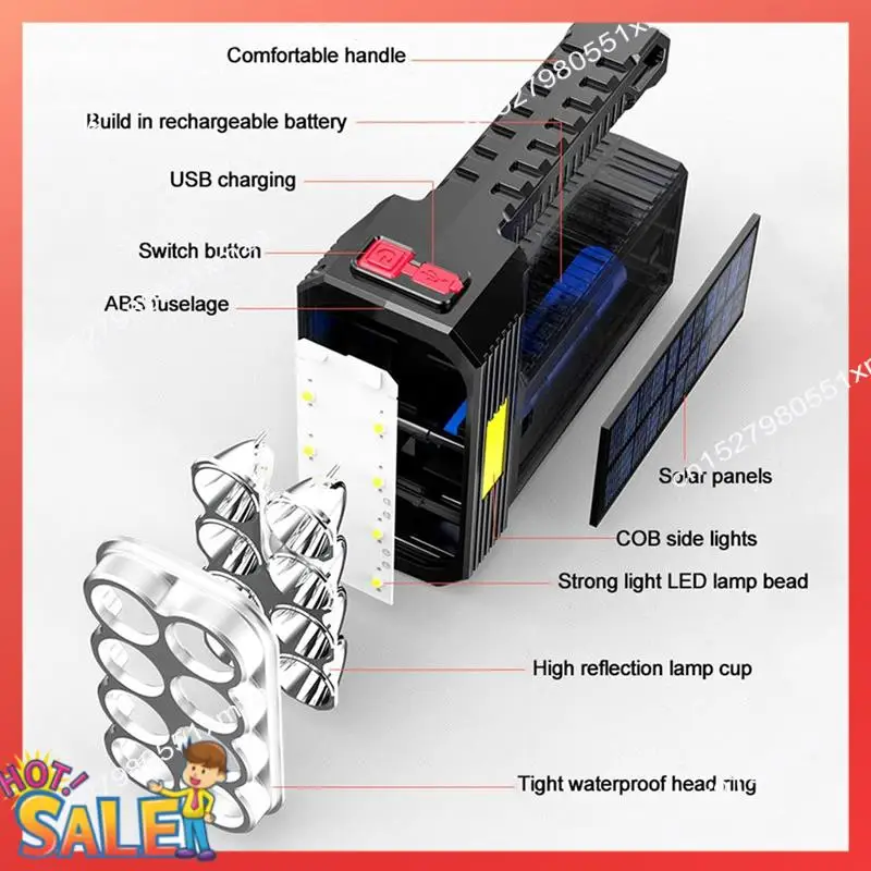 ABCL 2 uds linterna recargable, lúmenes altos superbrillantes 8 LED COB luz lateral con 3 modos, linterna de foco