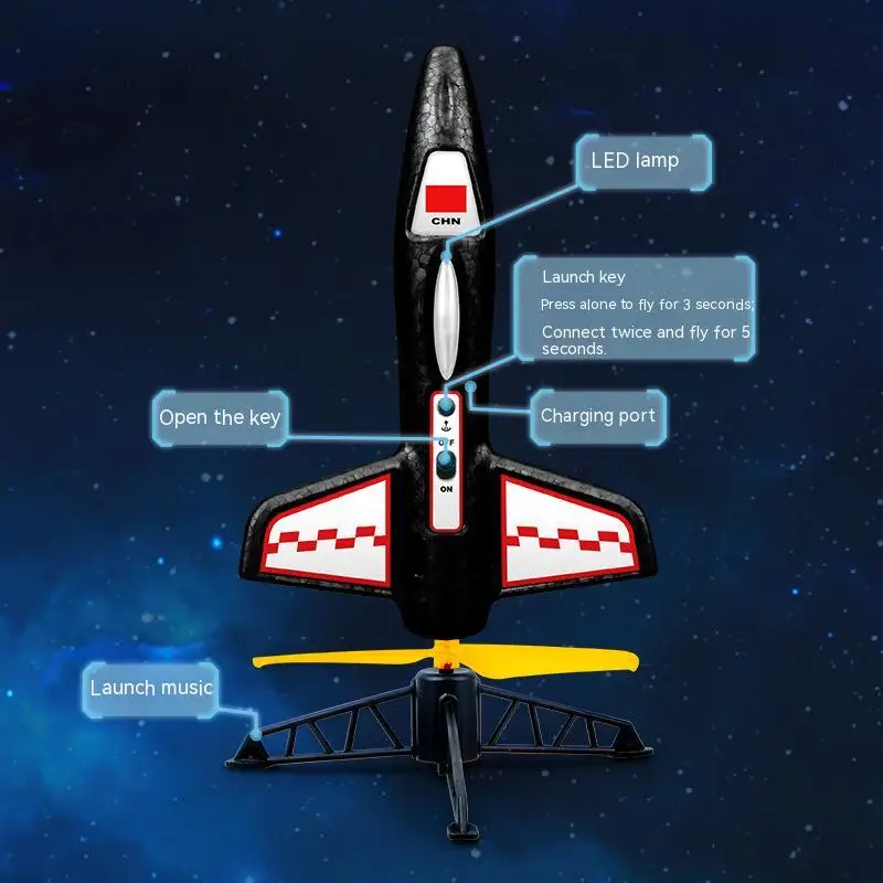 Juguetes lanzadores de cohetes eléctricos, nuevo cohete de exploración espacial con paracaídas, juguetes para niños al aire libre, modelo de juguetes para niños, Kit de cohetes