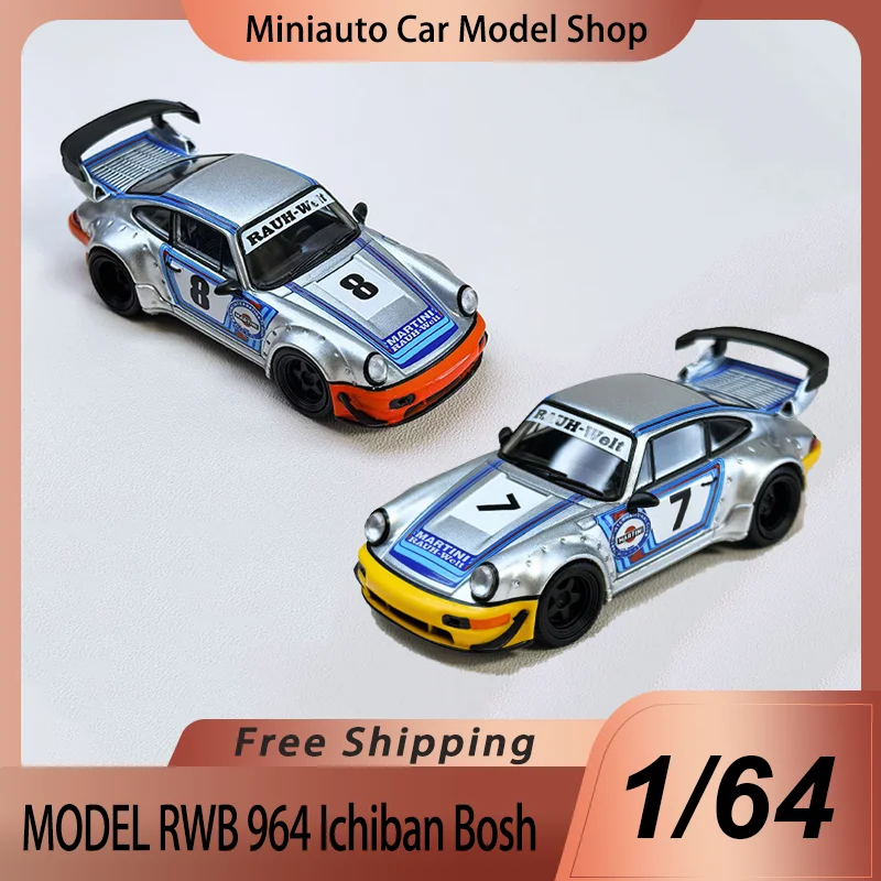 Novo modelo pré-venda 1:64 porsche rwb 964 ichiban bosh rwb 964 martini versão modelo de carro esportivo brinquedos crianças ornamento presente